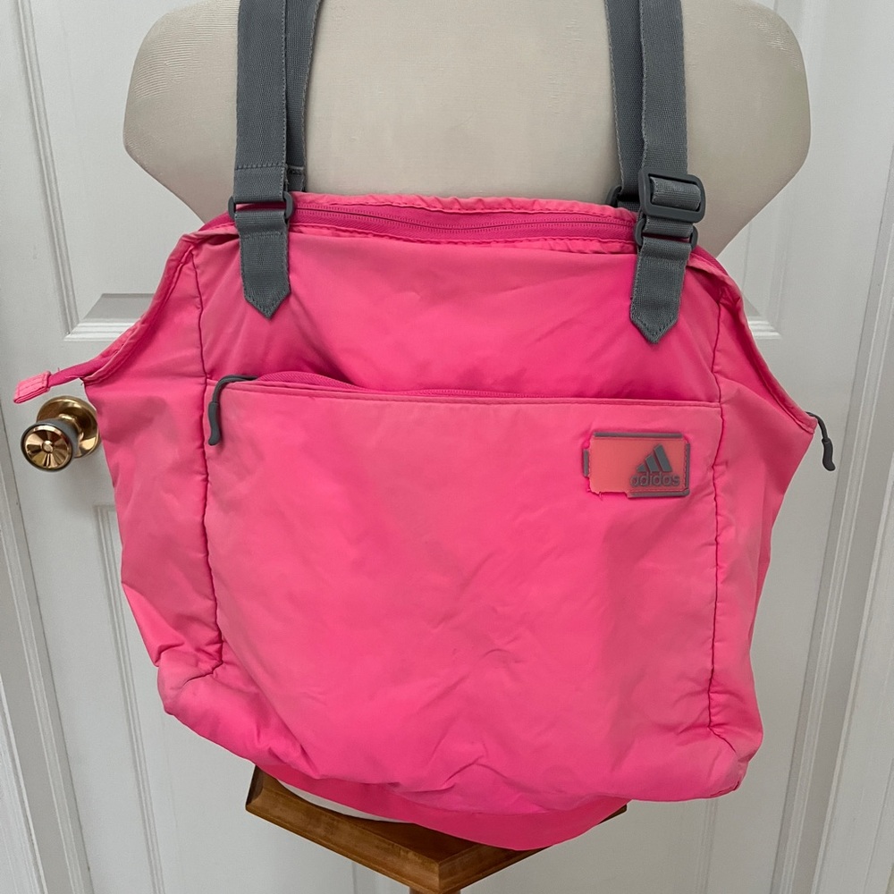 Adidas Vibrant Pink Tote with Gray Straps